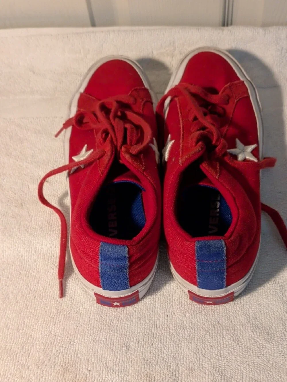 Converse Red Kids Canvas Sneakers with Silver Star
